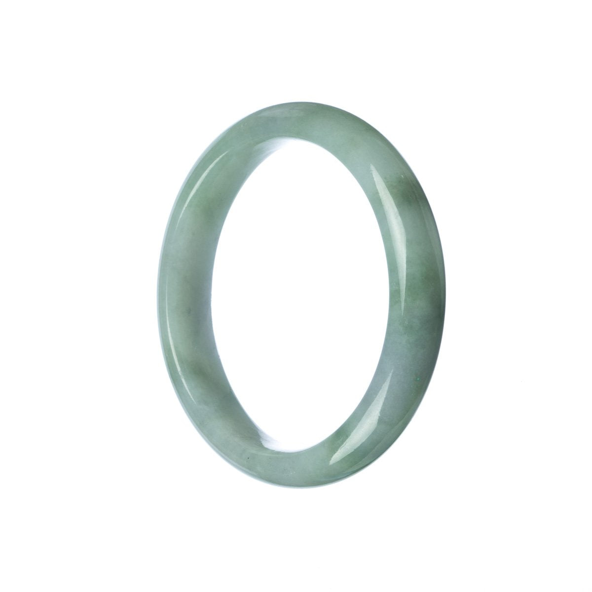 A high-quality half moon-shaped grey jade bangle, made from genuine Type A Grey Jadeite Jade, measuring 55mm in size.