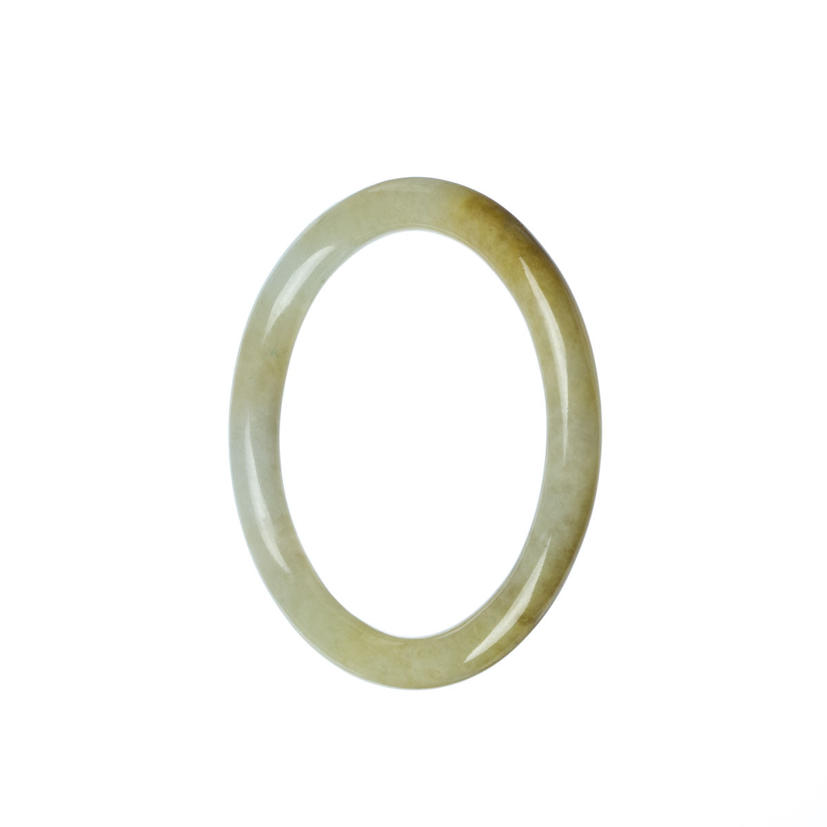 A small, round Type A Green Jadeite bangle bracelet with a certification.