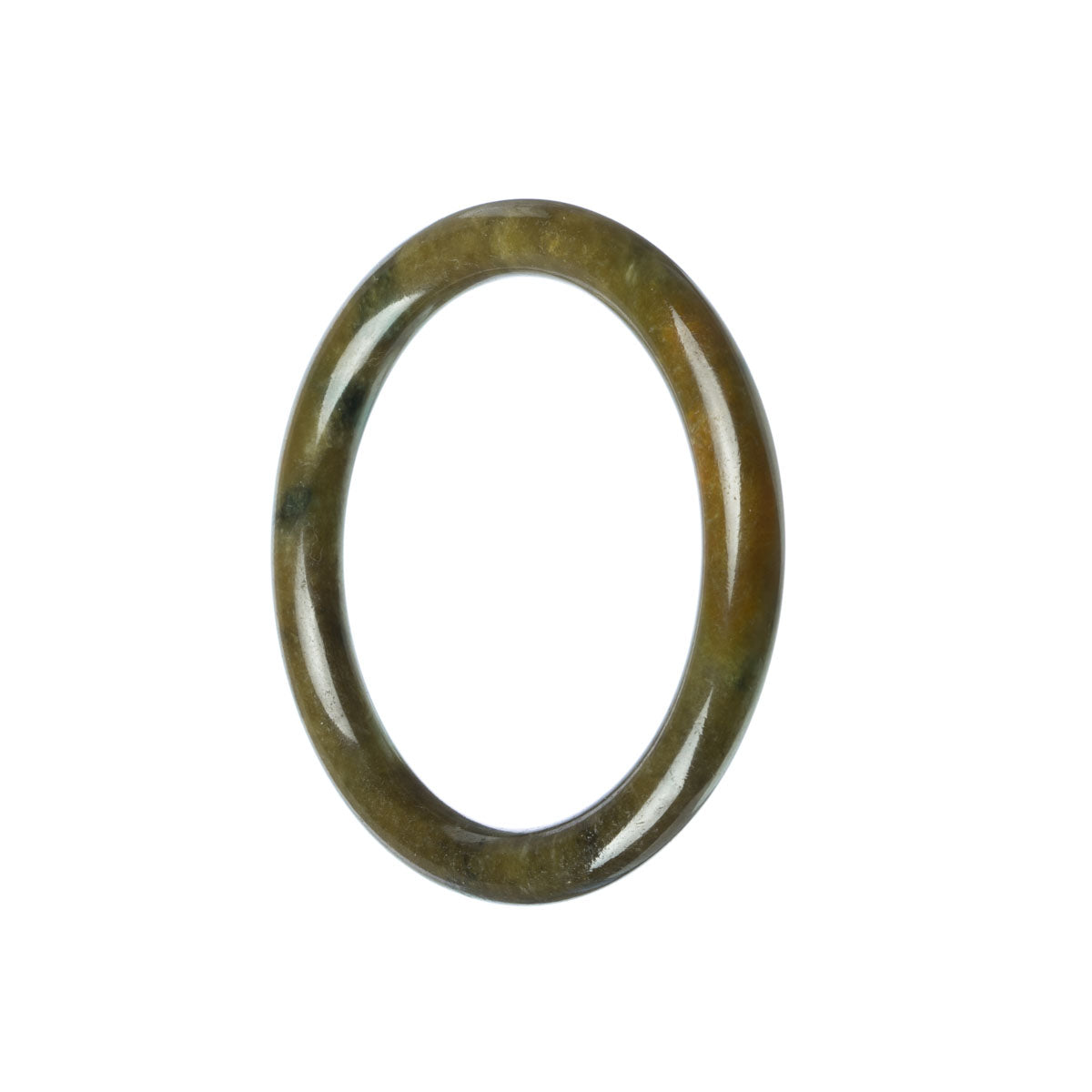 A small round green jadeite bangle bracelet with a genuine untreated finish.