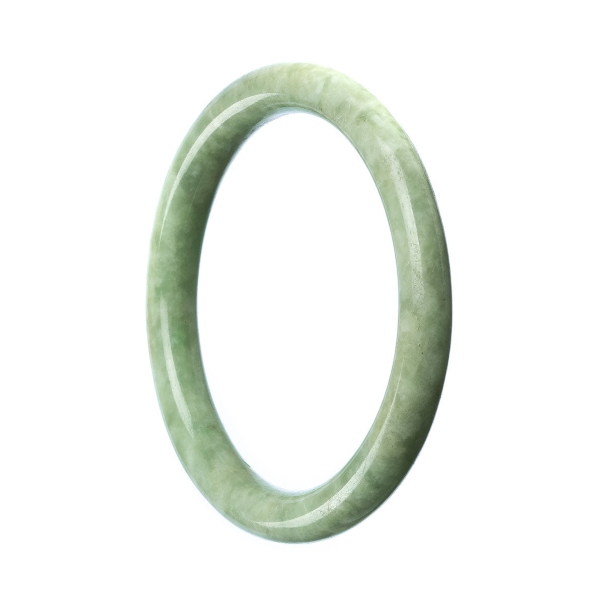 A round Real Grade A Green Traditional Jade Bangle, measuring 59mm in diameter, from MAYS™.