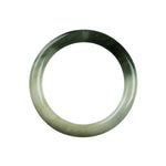 A close-up image of a round, Real Grade A Green White Jadeite Bracelet, measuring 57mm in diameter. The bracelet features a smooth, polished surface, showcasing the stunning green and white colors of the jadeite stone. The bracelet is delicate and elegant, perfect for adding a touch of sophistication to any outfit.