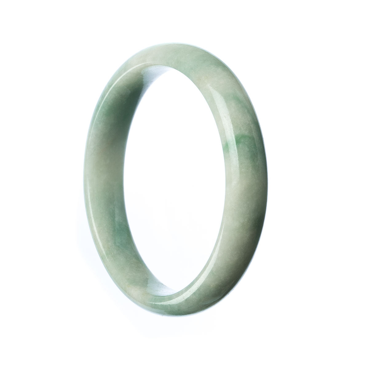 A beautiful half moon-shaped pale green jadeite jade bracelet, made with high-quality grade A jade. Perfect for adding elegance and sophistication to any outfit.