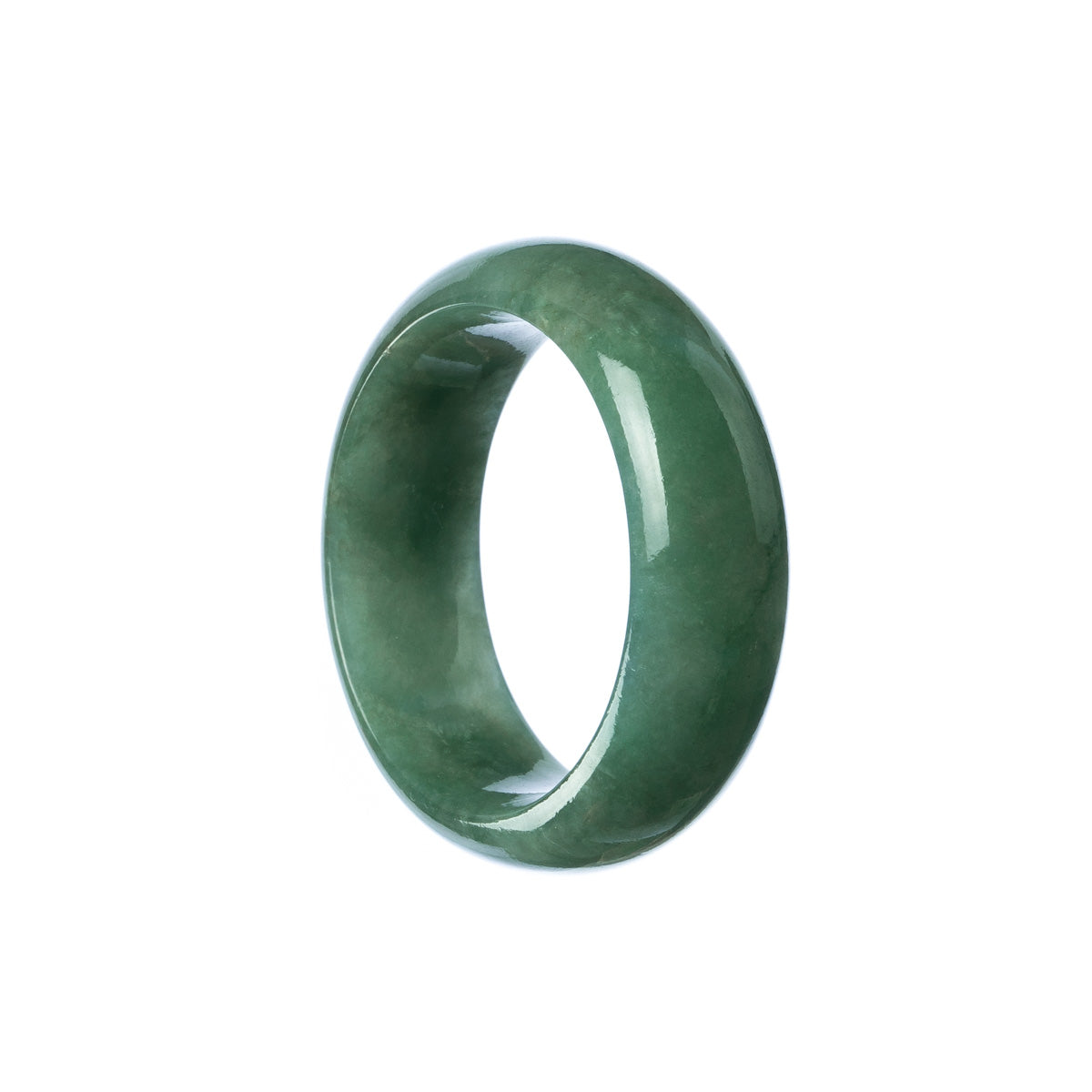 A half moon-shaped jade bracelet for children with an authentic and natural green color.
