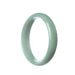 A half-moon shaped pale green Burmese jade bangle bracelet, made with authentic Grade A jade.