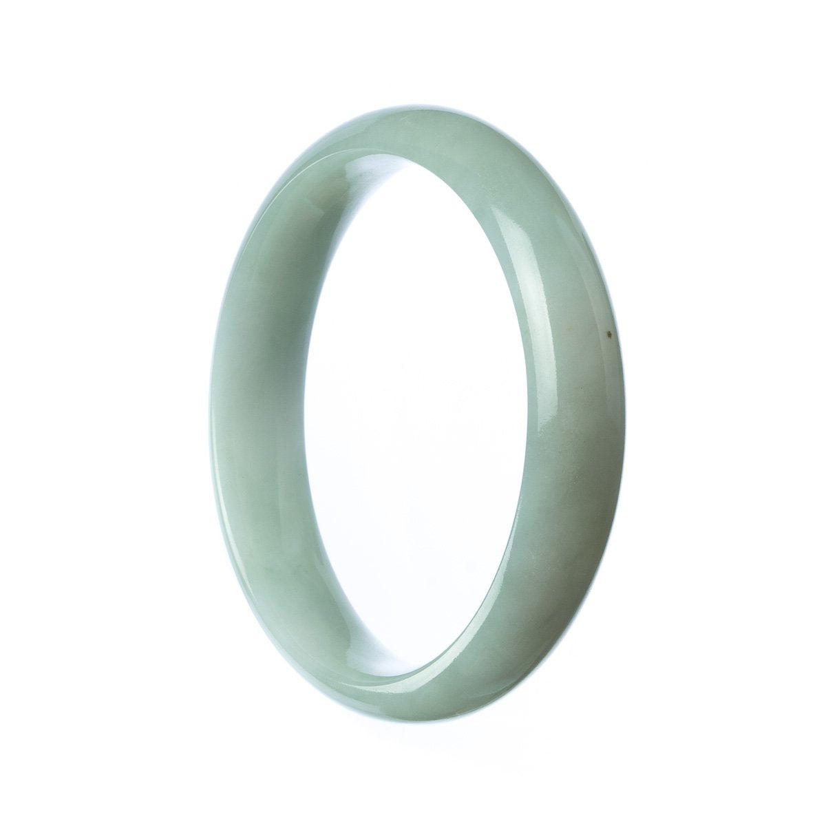 A half-moon shaped pale green jade bangle, made of genuine Grade A jade, with a diameter of 57mm.