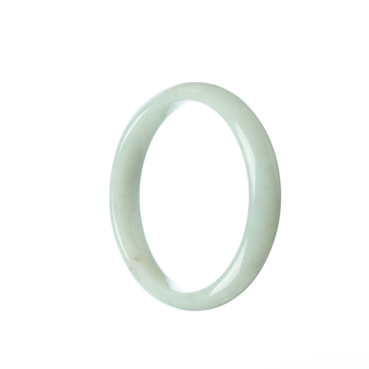 A pale green jade bracelet in a half moon shape, crafted from genuine natural jade.