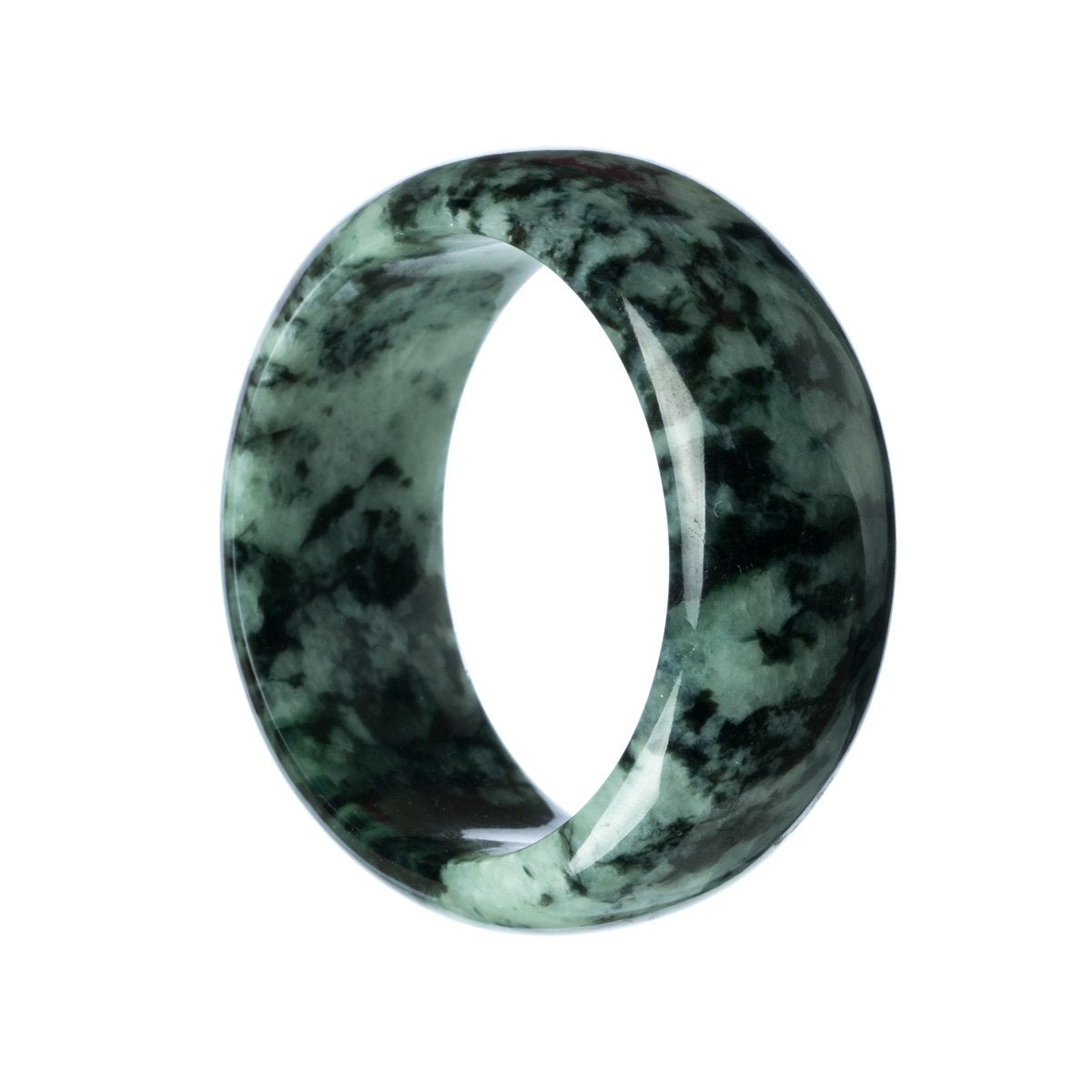 A flat, 58mm genuine Type A Green Jade Bangle Bracelet from MAYS.