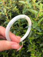 Authentic Natural Flower pattern Jade Bangle Bracelet - 55mm Round