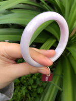 Certified Type A Lavender Jade Bangle Bracelet - 60mm Half Moon