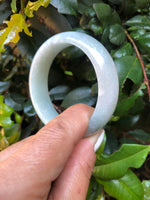 Real Grade A Light green Traditional Jade Bangle Bracelet - 53mm Half Moon