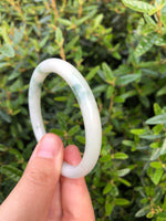 Authentic Natural Flower pattern Jade Bangle Bracelet - 55mm Round