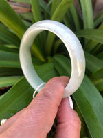 Genuine Grade A Light green Jade Bangle Bracelet - 58mm Half Moon