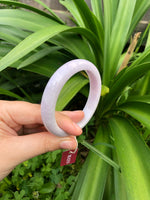 Certified Type A Lavender Jade Bangle Bracelet - 60mm Half Moon