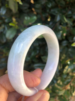 Genuine Type A Pale green with lavender Jadeite Jade Bangle Bracelet - 59mm Half Moon